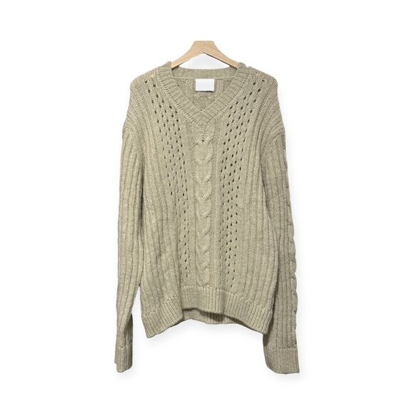 Nanushka Arwan Alpaca Cable Knit Sweater L Beige Cream Oversized - Picture 5 of 14